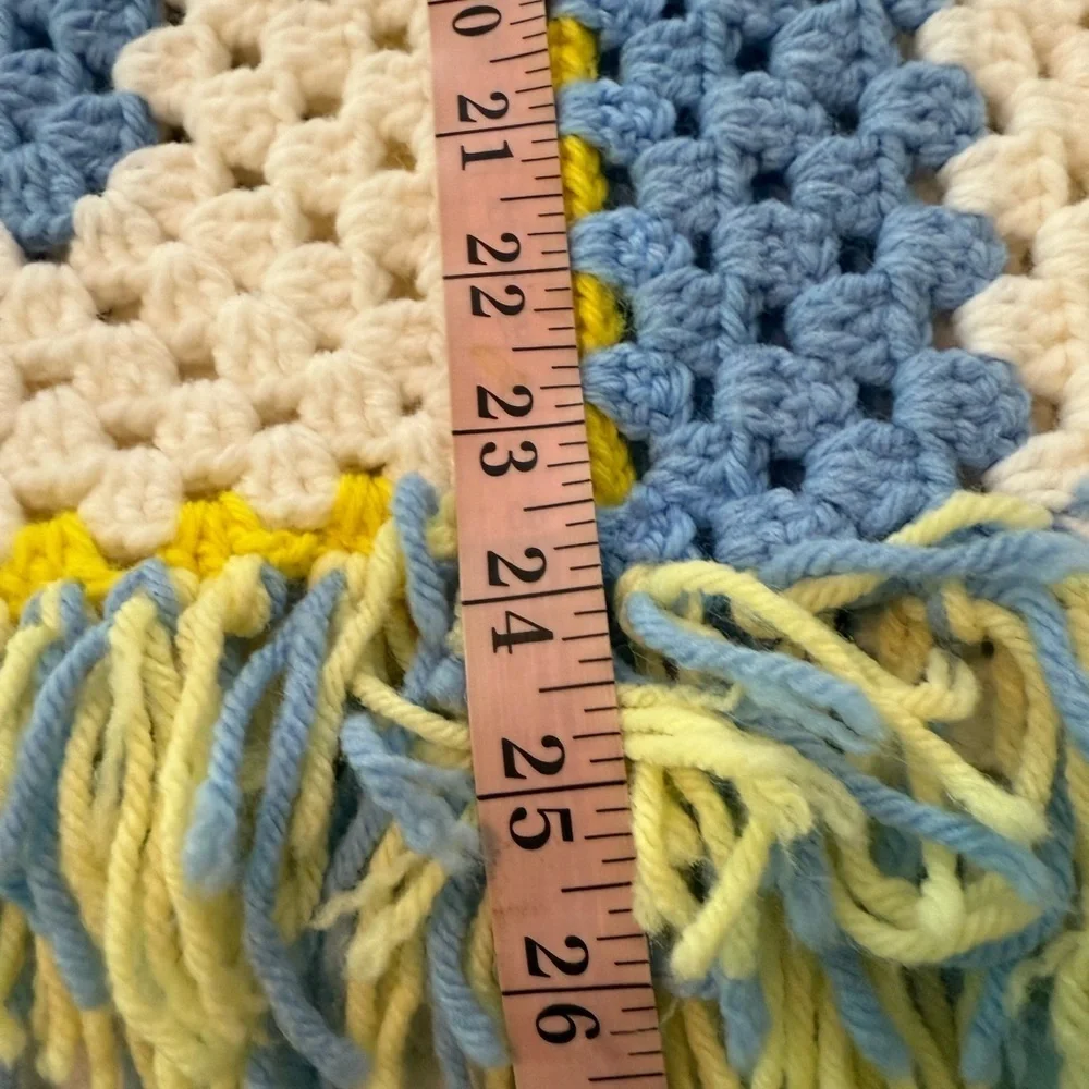 Vintage Granny Square Crocheted Throw Blanket